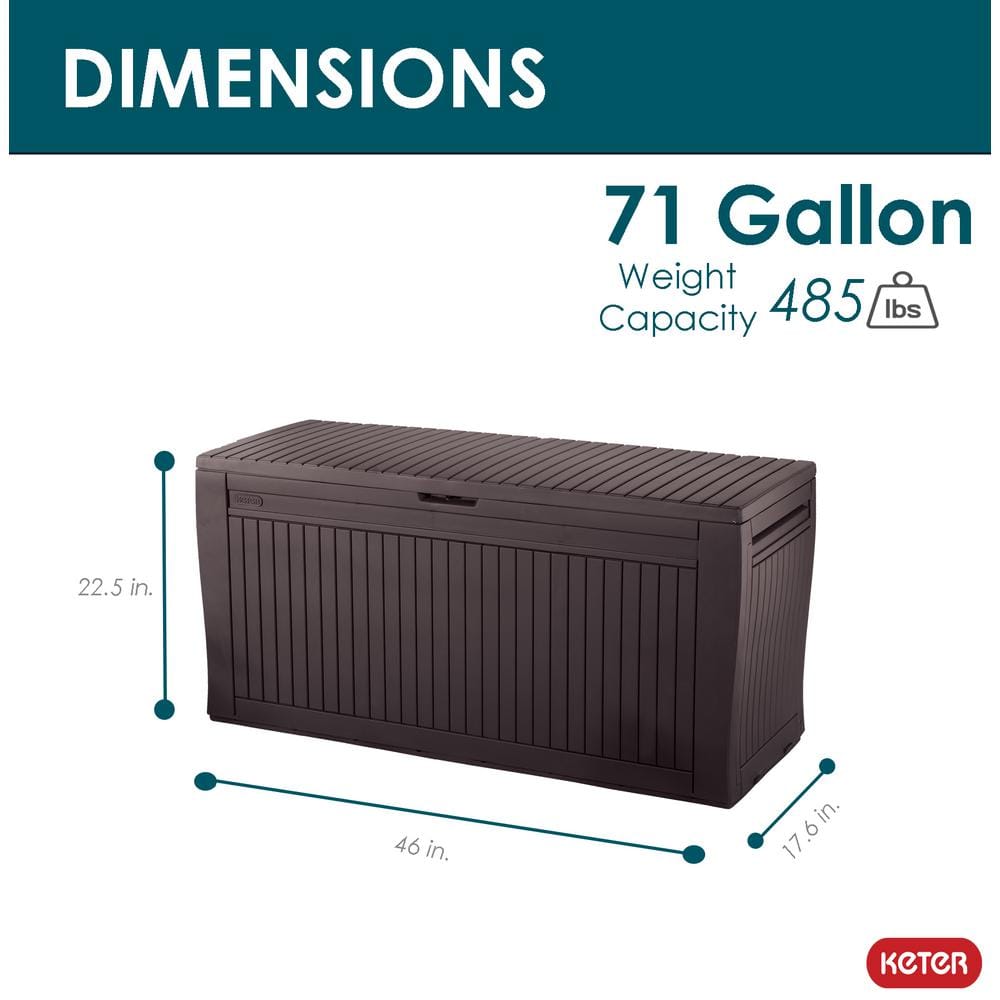Espresso Brown Lockable Plastic Wicker Deck Box with Wheels