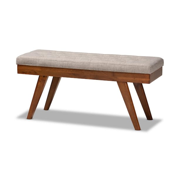 Baxton Studio Alona Gray and Oak Fabric Dining Bench 156 9354 HD