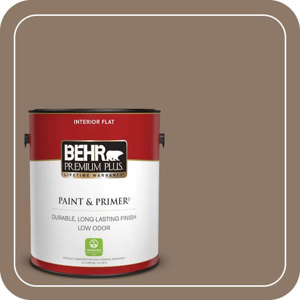 BEHR PREMIUM PLUS 1 gal. #PPU5-05 Coconut Shell Flat Low Odor Interior Paint & Primer