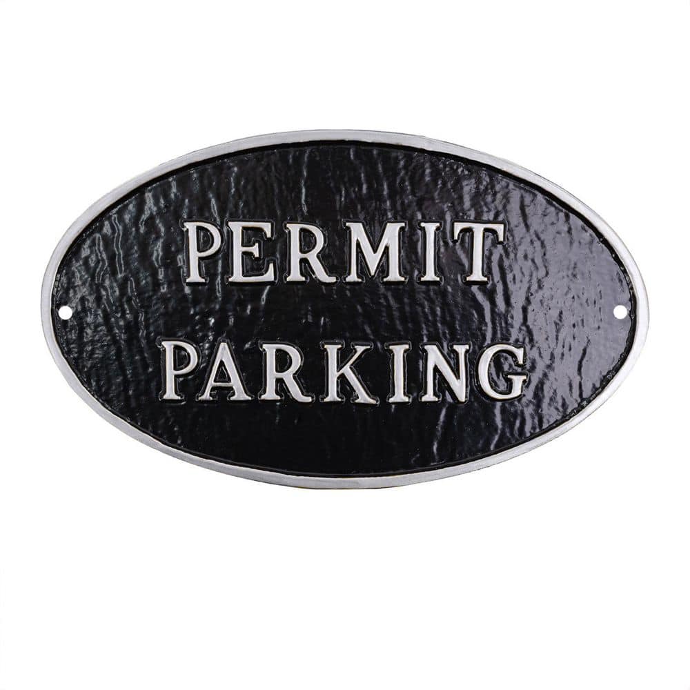 8.5 in. x 13 in. Standard Oval Permit Parking Statement Plaque Sign - Black/Silver price history on PriceWatchPro