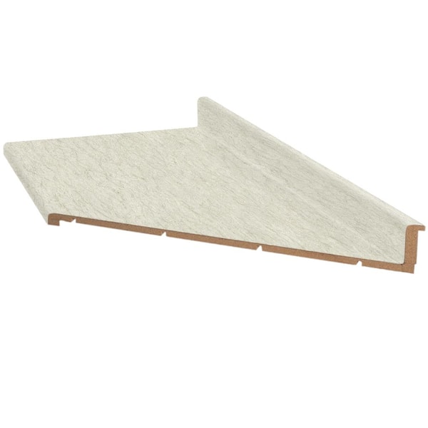 Hampton Bay 10 ft. Right Miter Laminate Countertop in Textured White Cascade with Waterfall Edge and Integrated Backsplash