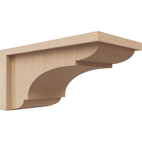 Ekena Millwork 5 in. x 5 in. x 10 in. Series 3 Wide Bryant Rough Cedar Woodgrain Timberthane Polyurethane Corbel, Primed Tan