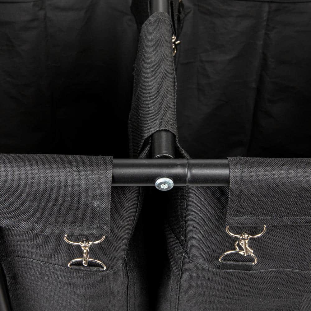 Black Metal 3-Bag Rolling Laundry Sorter with Wheels
