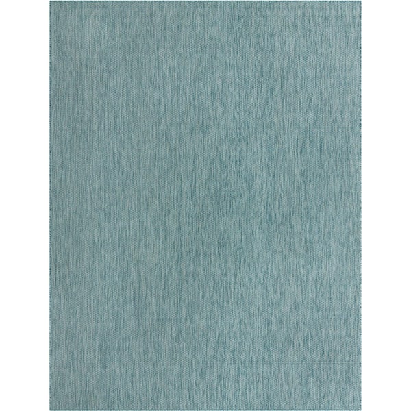 Unique Loom Outdoor Solid Aquamarine 9' 0 x 12' 0 Area Rug