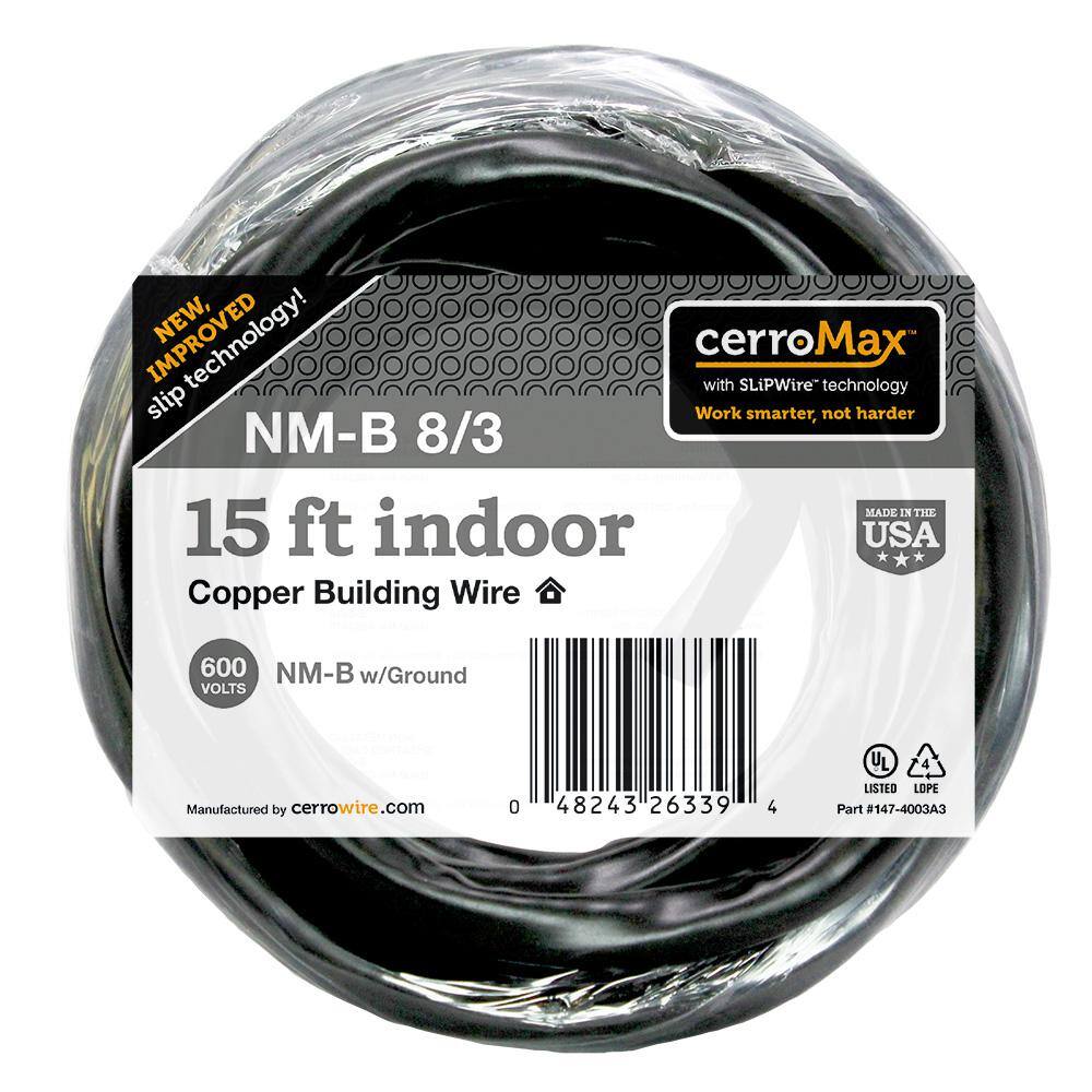 Cerrowire 15 Ft 8 3 Black Stranded Cerromax Slipwire Cu Nm B W G Wire 147 4003a3 The Home Depot Cerrowire 15 Ft 8 3 Black Stranded Cerromax Slipwire Cu Nm B W G Wire 147 4003a3 The Home Depot