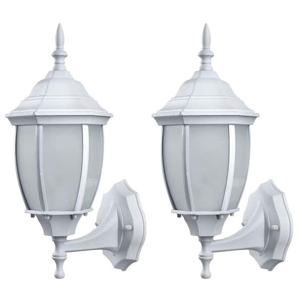 CANARM Hayden 1-Light White Outdoor Wall Lantern with Frosted Glass (2-Pack)