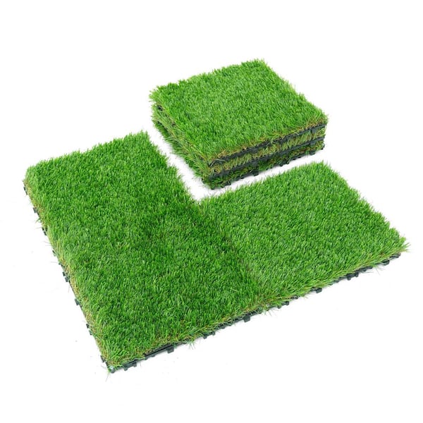 Ottomanson Turf Collection Waterproof Solid Grass 7x10 Indoor/Outdoor Artificial Grass Rug, 6 ft. 6 in. x 9 ft. 2 in., Green