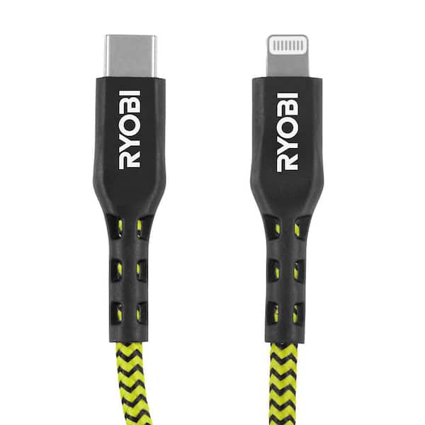 RYOBI 4 ft. Nylon Cable USB-C to Lightning AC0I4USBCL - The Home Depot