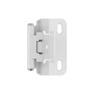 White 1/2in (13 mm) Overlay Self-Closing, Partial Wrap Hinge (2-Pack)