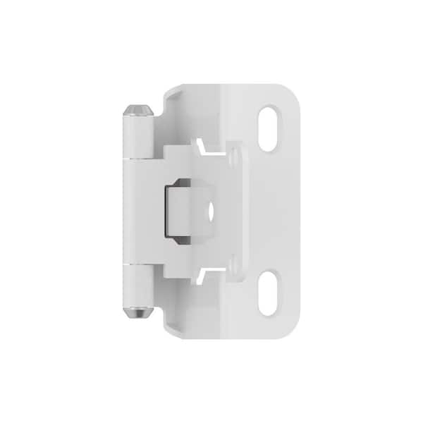 Amerock White 1/2in (13 mm) Overlay Self-Closing, Partial Wrap Hinge (2-Pack)