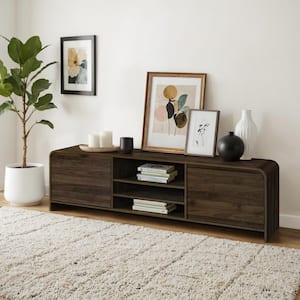 New Classic Furniture Mara 71 in. Walnut Wood TV Console Fits TV's up to 82 in.