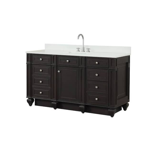 60in Onyx Black And Brass Dual Sink Bathroom Vanity