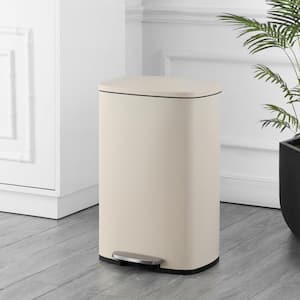 Connor Rectangular 13-Gal. Trash Can with Soft-Close Lid and FREE Mini Trash Can, Limestone Beige