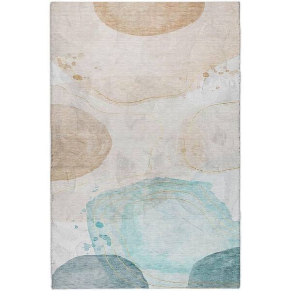 Dream Shag Premium Machine Washable Abstract ADS546 Beige 10 ft. x 14 ft. Area Rug