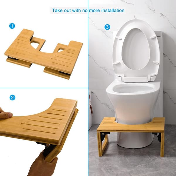 LivLife Adjustable Bamboo Toilet Stool (Squatty Potty Style)  3  Height/Angle Positions, 350lb Capacity