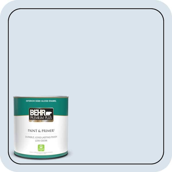 BEHR PREMIUM PLUS 1 qt. #590A-1 Icelandic Semi-Gloss Enamel Low Odor Interior Paint & Primer