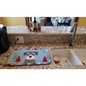14 in. x 21 in. Multicolor Winter Holiday Schnauzer Dish Drying Mat