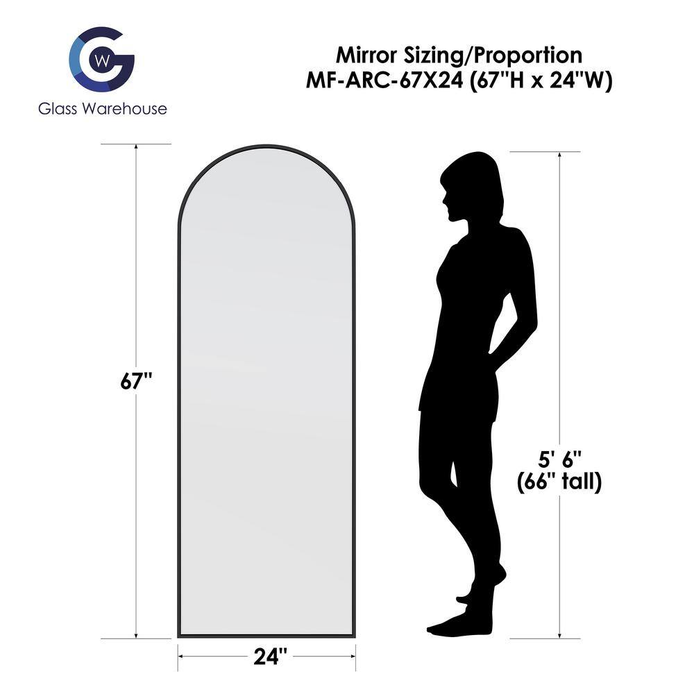 Kira 67" Black Metal Framed Full Length Arch Mirror