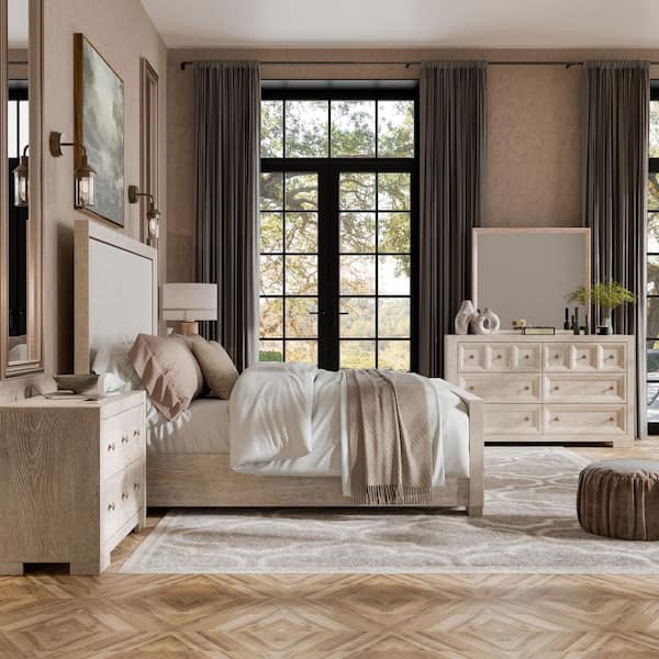 modern bedroom dresser and nightstand Furniture of America Ellington Natural Oak King Bedroom Set one_size in Brown