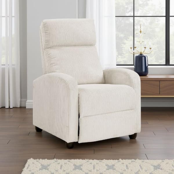 Pary Beige and Black Fabric Rocker Recliner with Ribbed Corduroy