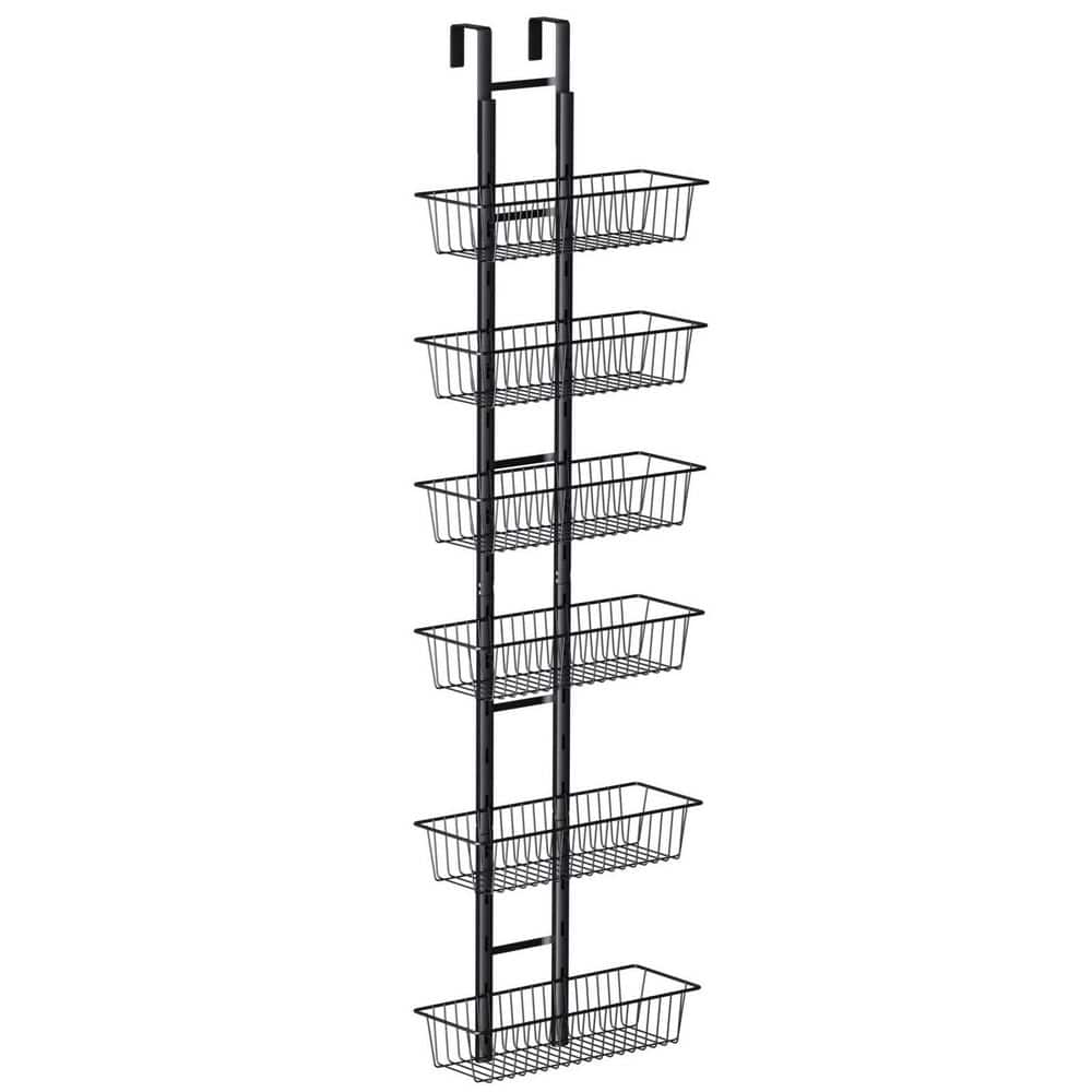 Numhew 6-Tier Black Adjustable Over the Door Hanging Spice Rack