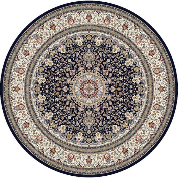 Unbranded Nicholson Blue/Ivory 8 ft. x 8 ft. Round Indoor Area Rug