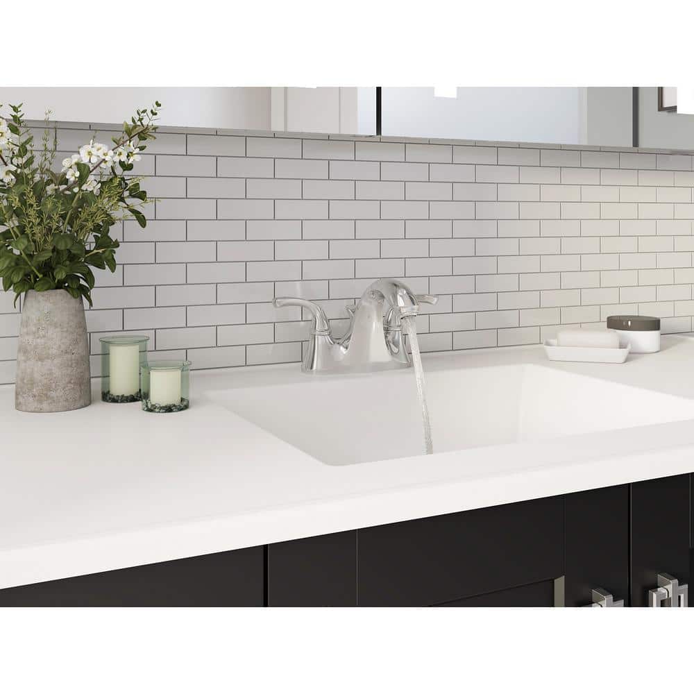 Elegant Forte Polished Chrome 4" Centerset Double-Handle Bathroom Faucet