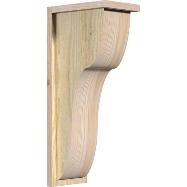 Ekena Millwork 8 in. x 12 in. x 28 in. Douglas Fir Carmel Rough Sawn Corbel with Backplate