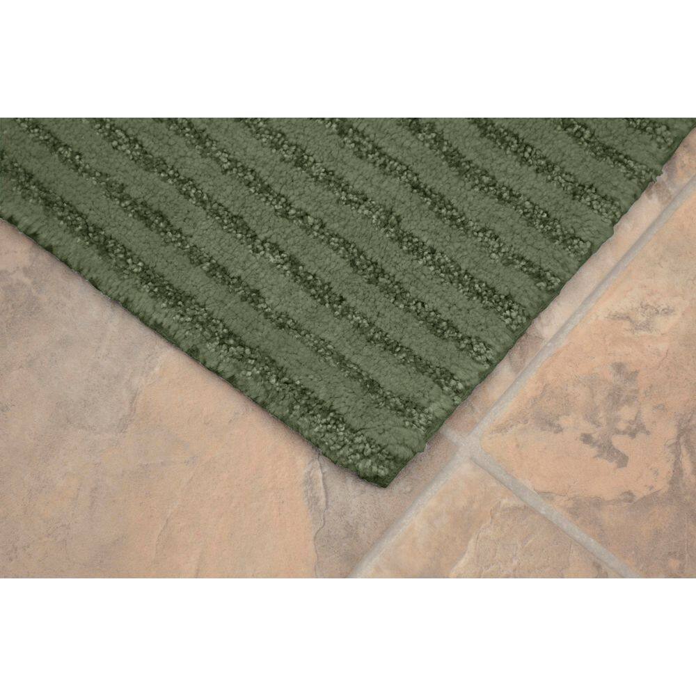 Deep Fern Plush Nylon 3-Piece Washable Bath Rug Set