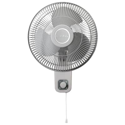 12 in. 3 Speed Oscillating Wall Mount Fan with Space Saving Design and Quiet Speed in White