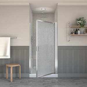 Model 6100 26-1/8 in. to 28-1/8 in. x 63 in. Framed Pivot Shower Door in Bright Clear with Rain Glass