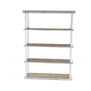 5-Shelves Wood Stationary Brown Shelving Unit