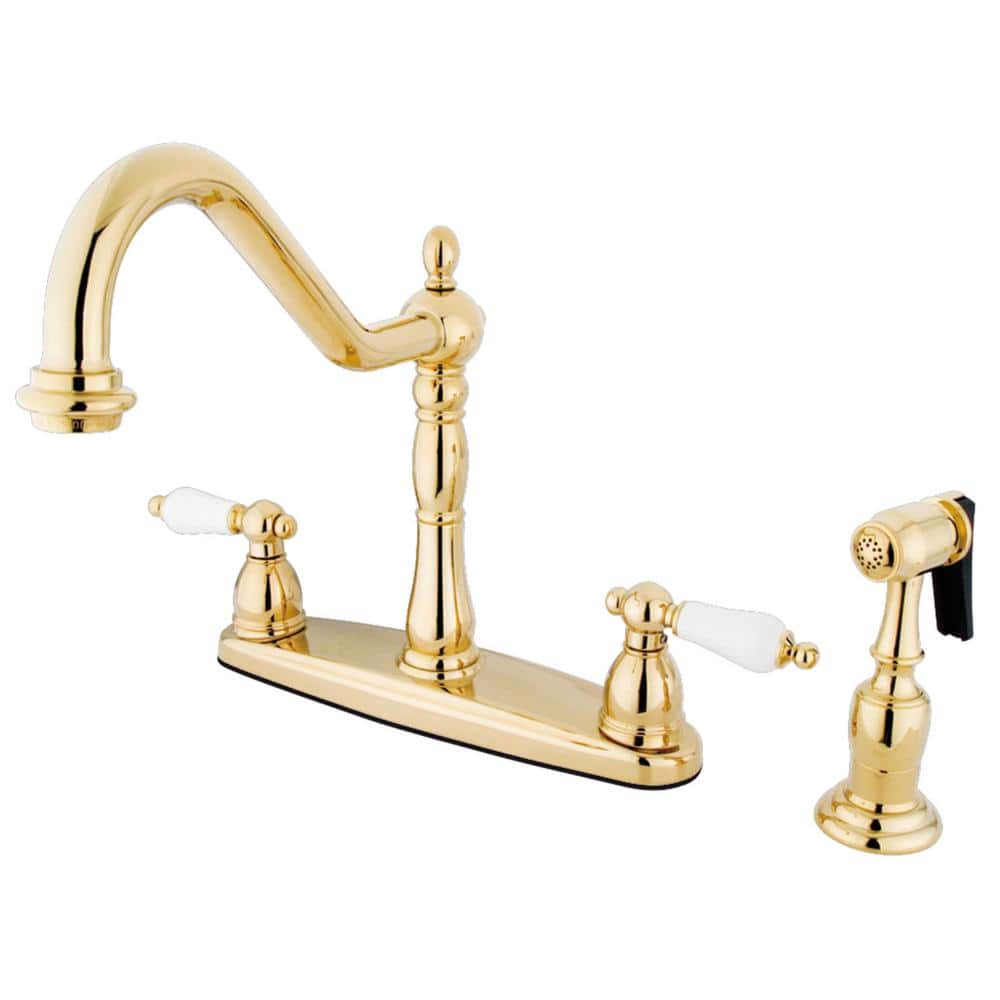 Heritage 2-Handle Standard Kitchen Faucet with Side Sprayer in Polished Brass price history on PriceWatchPro