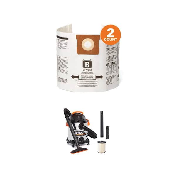 10 Gal. 6.0 Peak HP Stainless Steel Shop Vacuum WD1060 Wet Dry Vac with Filter, Dust Bags, Hose and Accessories