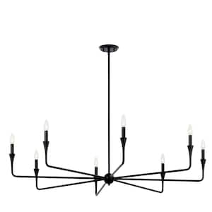 Alvaro 50 in. 8-Light Black Modern Candle Chandelier for Dining Room