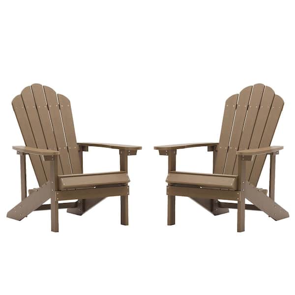CASAINC Brown Reclining Plastic Adirondack Chair (Set of 2)
