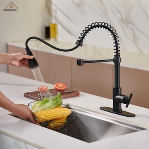 Single Handle Pull Down Sprayer Kitchen Faucet with Power Clean Multi-Function Spray in Matte Black