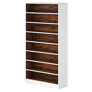 Lauren 70.9 in. H x 31.5 in. W White and Brown Wood Shoe Storage Cabinet with 9-Tier Open Shelf