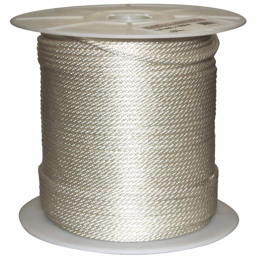 1/4" x 1000ft  White Utility Cord Solid Braid Rope #8 