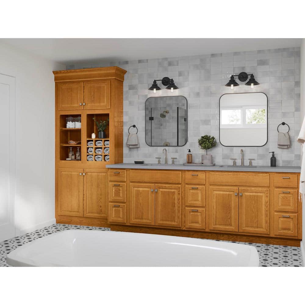 Medium Oak 3-Drawer Bathroom Vanity Base Cabinet