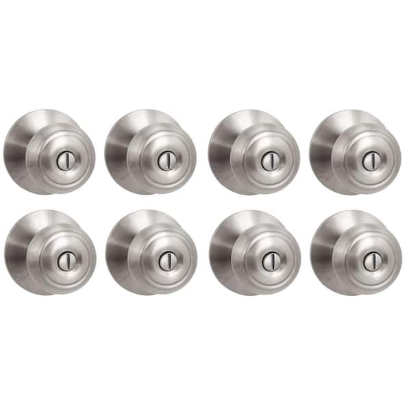 Georgian Satin Nickel Privacy Bed/Bath Door Knob (8-Pack)