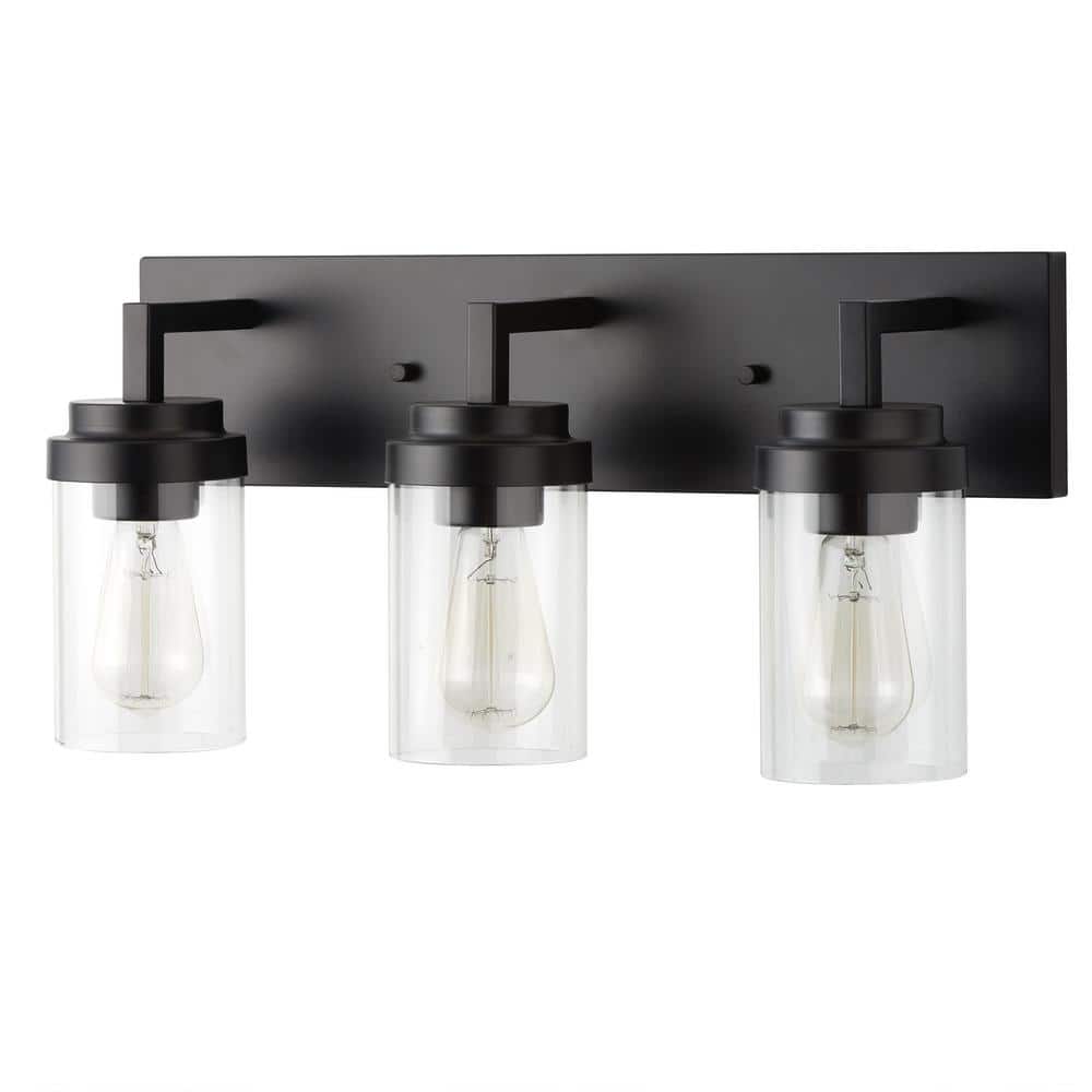Black Cylinder 3-Light Dimmable Outdoor Vanity Light