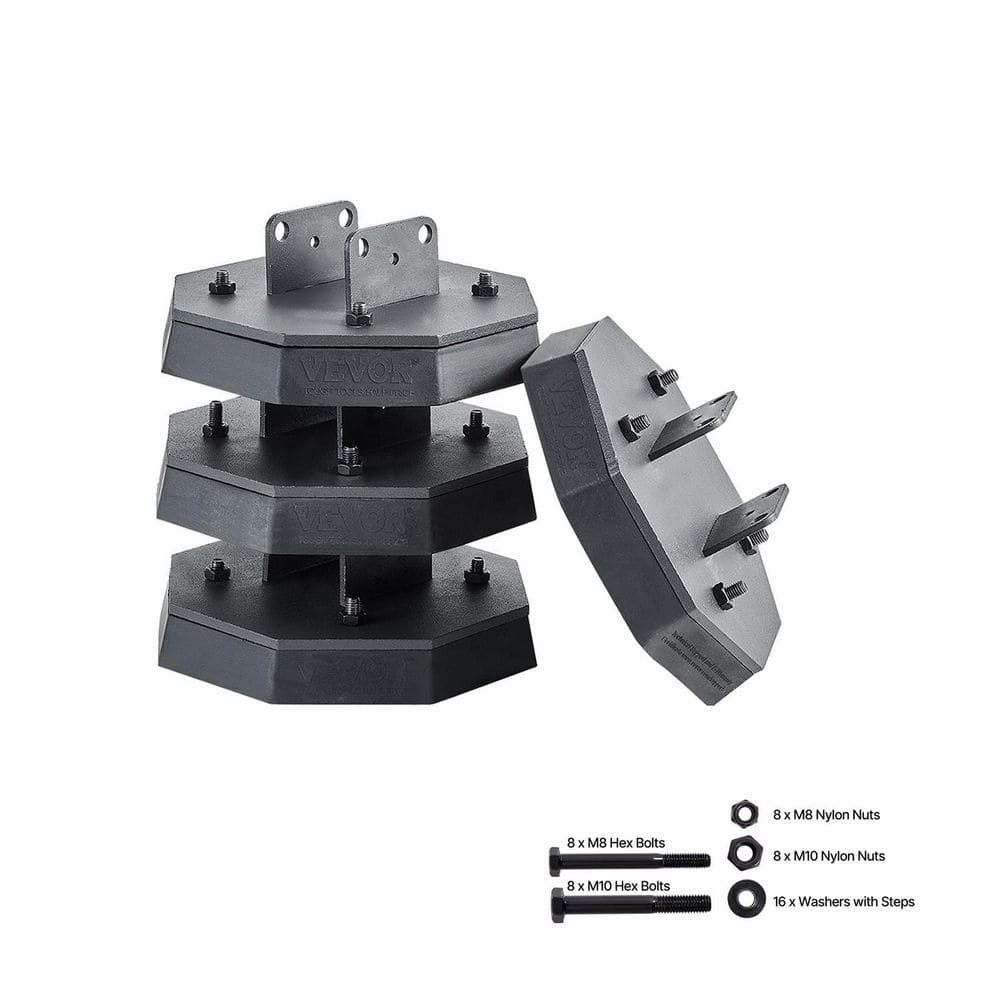 VEVOR RV Leveling Pads, 4-Pack Rubber Trailer Jack Pads, Each with