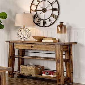 Durango 54 in. Brown Standard Rectangle Wood Console Table with 2-Shelves
