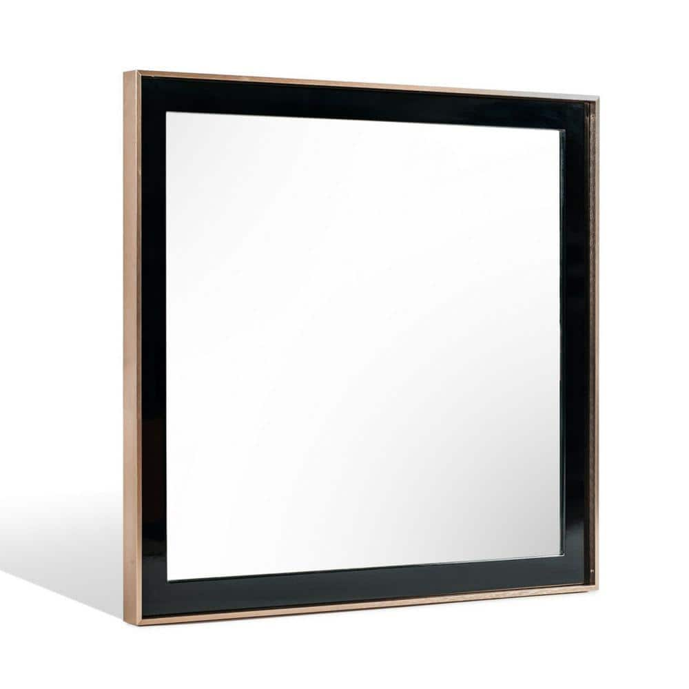 Benjara 1 In. W X 39 In. H Metal Frame Black And Gold Wall Mirror ...