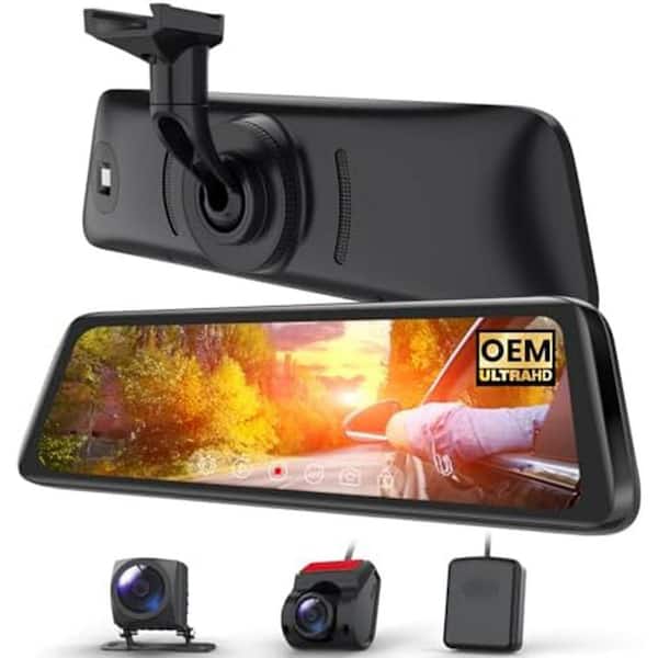 9.35 in. Full Laminated Touch Screen Rear View Mirror Dash Cam with Detachable Front Camera