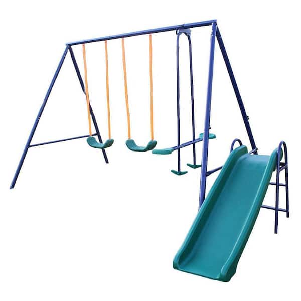 Blue Metal Outdoor Playset with Glider
