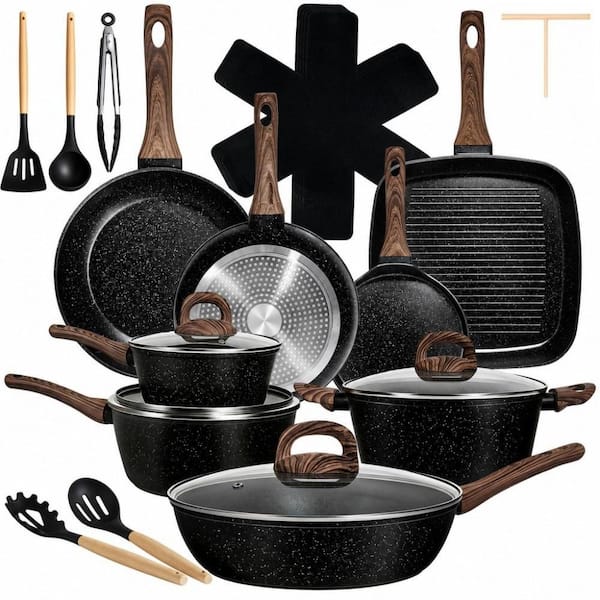 25-Piece Nonstick Ceramic Cookware Sets, Non-Toxic, Large Capacity, Induction Compatible, PFAS PTFE PFOA Free