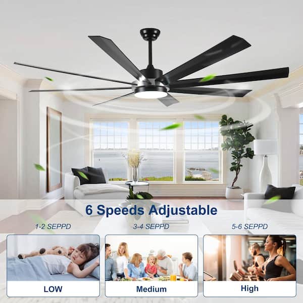72 in. Integrated LED Indoor Matte Black Ceiling Fan with Light Kit and Remote Control