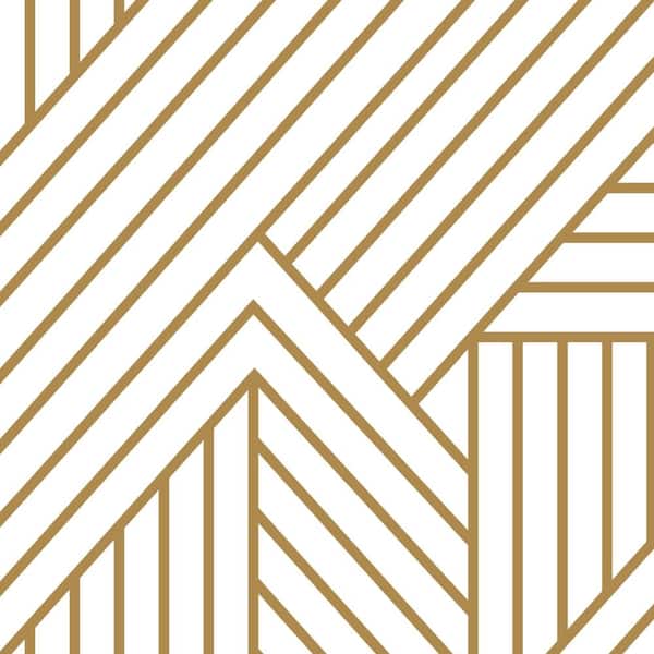 Unbranded Interwoven Parquet Pattern Gold Peel and Stick Vinyl Wallpaper